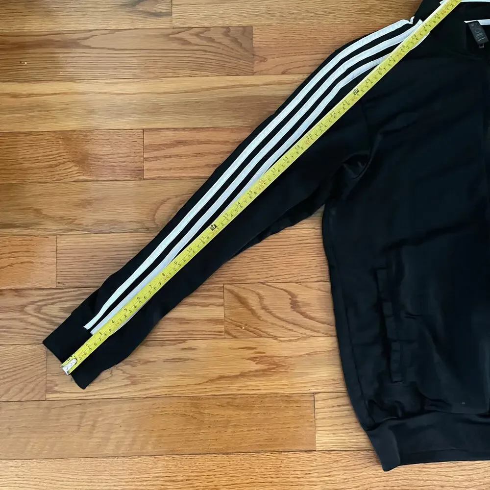 Adidas Mens Medium Warm Up 3 Stripes Track Jacket Black White Sporty